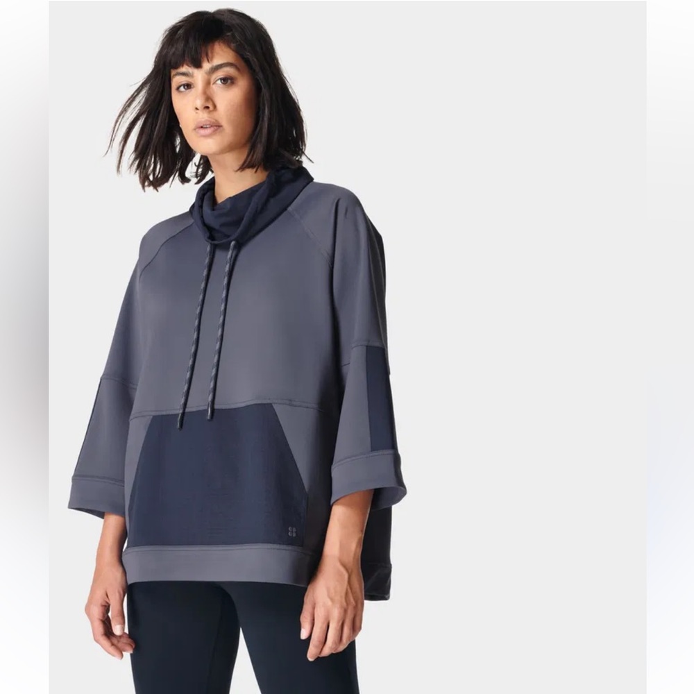 Sweaty Betty Mix It Up Colorblock Sweatshirt in Naval Grey size Small